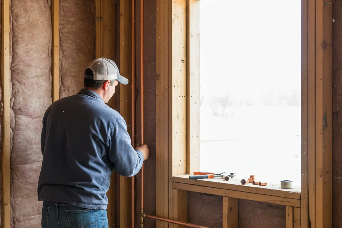 Licensed plumber running new copper supply lines in a Mineral home