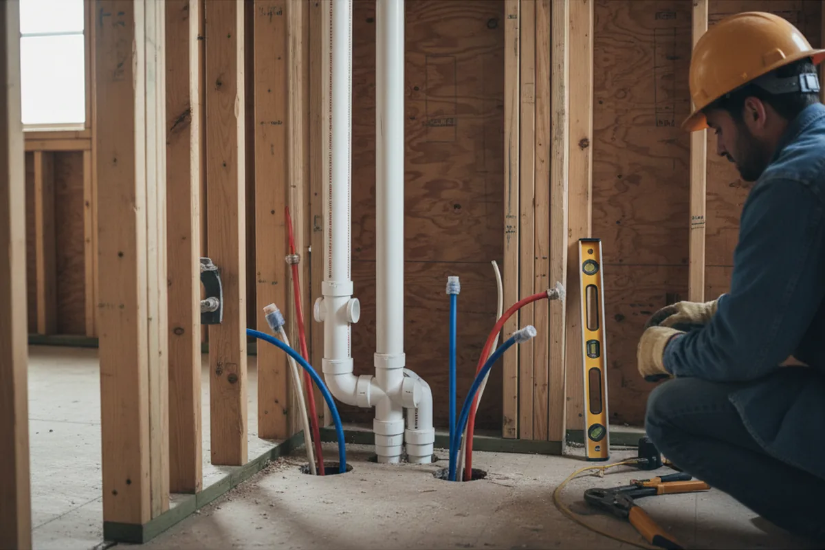 Drain and supply rough-in during Toilet Repair and Installation in Mineral
