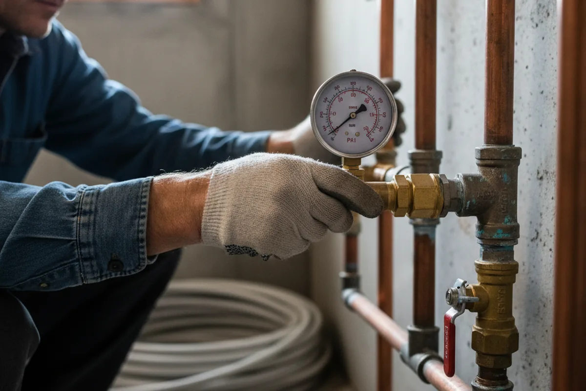 Pressure testing a repaired line during Water Line Repair in Mineral